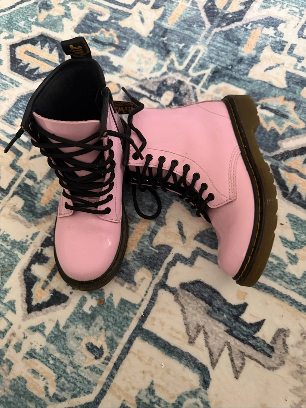 Dr. Martens Pink Patent Leather Lace-Up Combat Boot